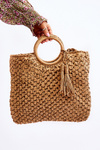 Women's Handbag With Fringes Beige