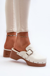 Women's White Buckle Clogs Seprilla
