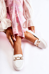 Leather Loafers With Decoration White Millario