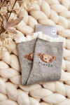 Thick Cotton Socks With Bear Light Grey