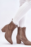 Suede Openwork Boots On High Heel Nicole 2638 Cappuccino