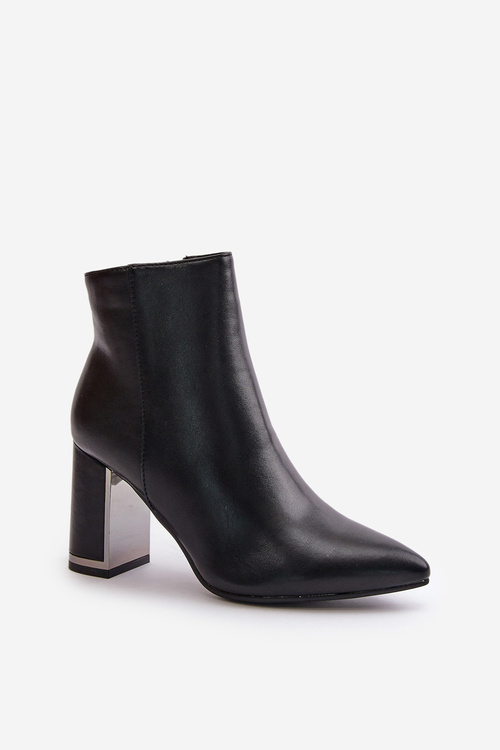 Women's Stiletto Ankle Boots with Zipper Insulated Eco Leather Black Mevair