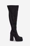Knee High Heeled And Platform Boots Black Nadelian