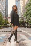 Leather Knee-High Boots On Heel Black Zolno