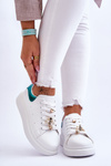 Women's Sports Shoes On A Massive Platform White And Green Chante