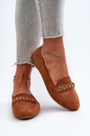 Mokasyny Damskie Z Łańcuchem Błyszczące Camel Aredilla 9988-73