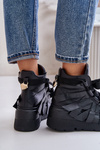 Leather Women's Sneakers On Massive Platform CheBello 4561 Black