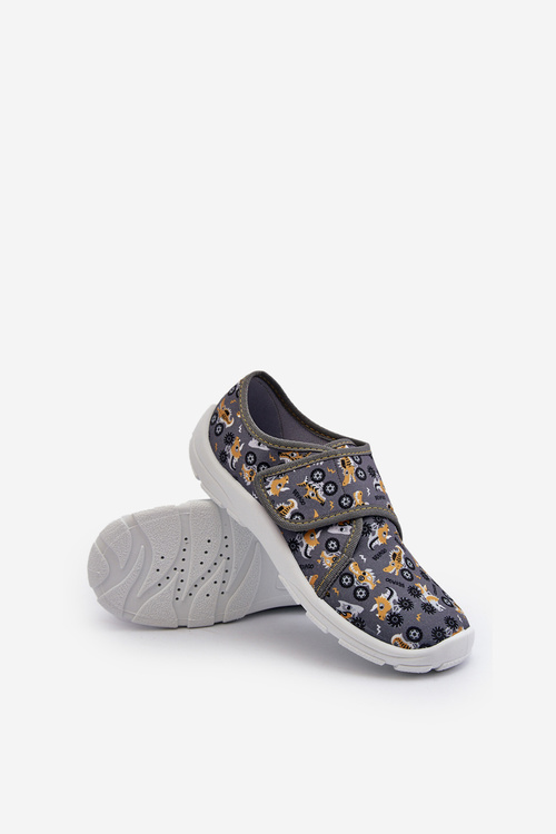 Comfortable Boy's Slippers with Velcro Befado 974Y552 Grey