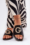 Eco Leather Flat Sandals Women With Decorative Detail Black Frelie