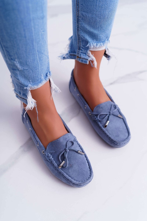 Women's Comfortable Eco-suede Moccasins Blue Memfi