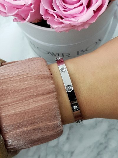 Women's Steel Bracelet With Zircons Silver 6mm Valerii