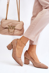 Classic Suede High Heel Pumps With Embellishments Beige Derren 
