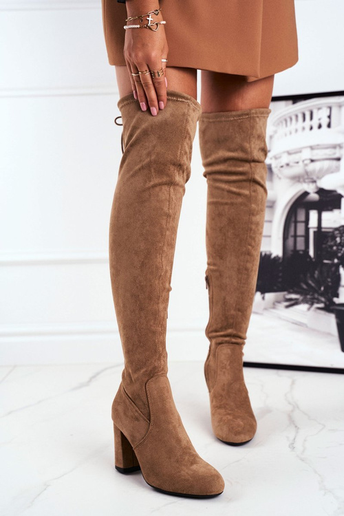 Women's High Boots Suede Beige Highso