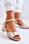 Leather Sandals On High Heel Beige Lorisa
