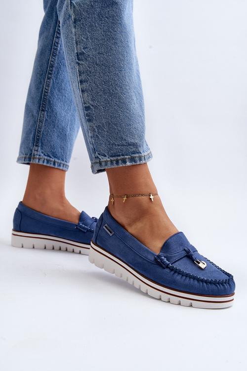 Women's Platform Moccasins Blue Railav