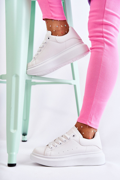 Buty Sportowe Damskie Platforma Białe Eliso