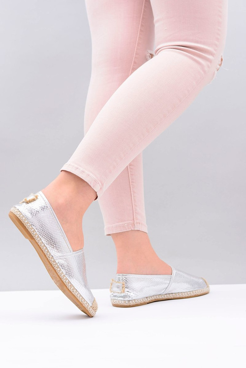 Lu Boo | Slip-on Silver Women's Espadrilles Snake Pray