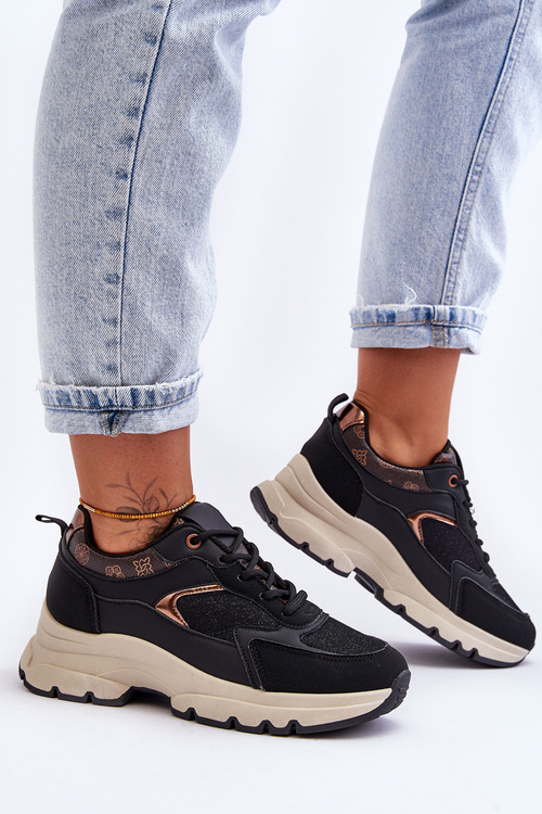 Platform Lace-up Sports Shoes Black Escape