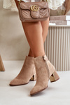 Women's Ankle Boots with Heel Zipper Closure Eco Suede Dark Beige Bonucci