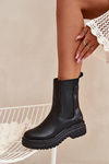Women Chelsea Boots On Platform And Flat Heel Slip On Black Ravessa