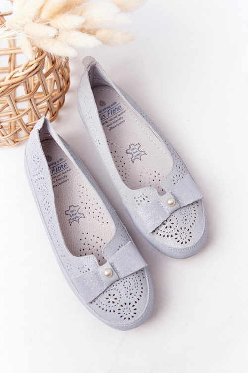 Women’s Leather Ballerinas RIO FLORE Eco-Friendly Light Blue