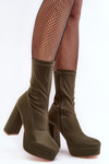 High Heel Boots with Zip Green Peculia