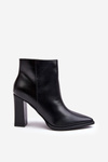 Women's Leather Boots On Heel Black Saitana