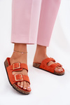 Women's Sandals With Buckles On Cork Sole Orange Sercele