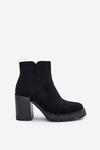 Eco Suede Ankle Boots On Heel Black Cediona