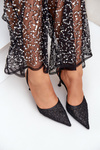 Heels With Open Back Decorated With Glitter Black Berilae