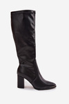 Knee High Heeled Boots with Pointed Toes D&A HY42-921 Black