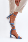 Denim Sandals with Heel Blue Pholia