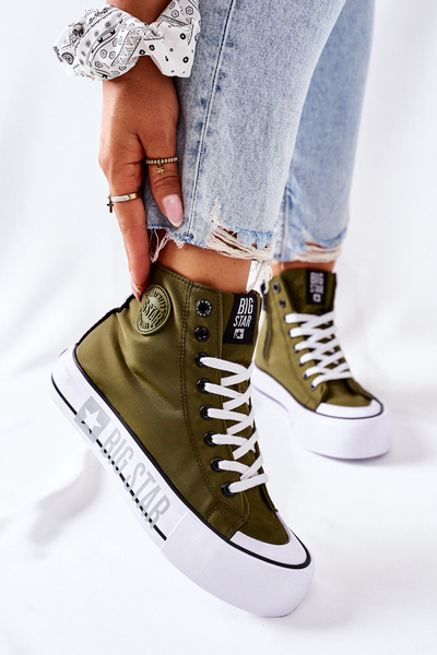 High Sneakers On A Platform Big Star II274018 Khaki