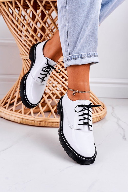 Women's Leather Brogues Oxfords Maciejka 04087-11 Patent White