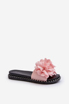 Women's Pink Flower Embellished Sandals Cellanen