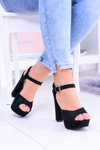 Black High Suede Stiletto Sandals Gertigo