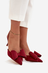 High heels with open heels and bow Bordeaux Eklevia