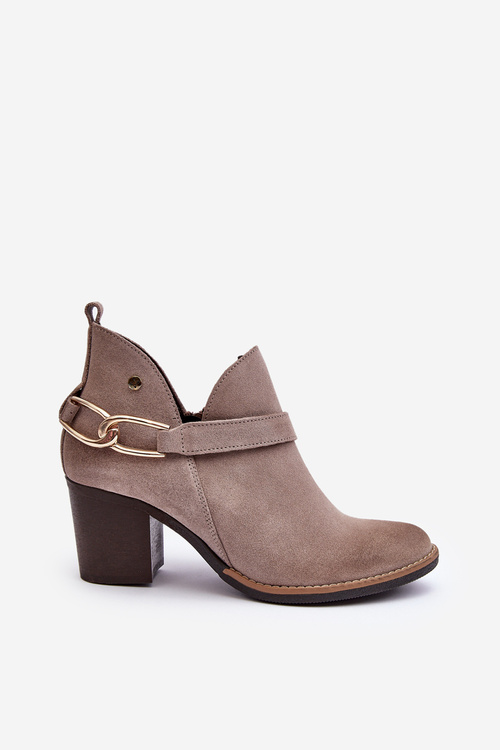 Women's Suede Boots on Heel Maciejka 06247-04 Beige