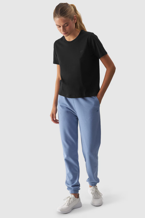 Gładki T-Shirt Damski Regular 4F 4FWAW24TTSHF1650-20S Czarny