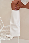 Warm Heeled Boots with Folded Shaft White Tamonia
