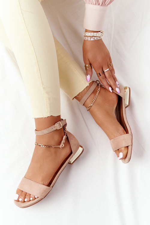Sandals On Golden Heel Vinceza 21-17119 Beige