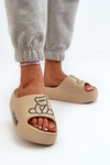 Women's Foam Slides on Chunky Sole with Bear Dark Beige Lamira