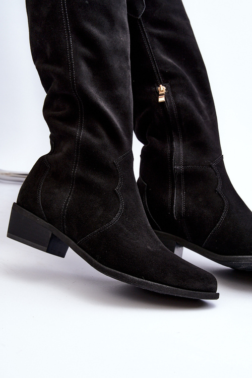 Kozaki Damskie Kowbojki Zamsz Zazoo 3427 Czarne