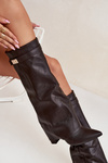Women's Heeled Boots With Folded Shaft And Golden Detail Chocolate Diorna