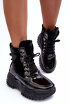 Women's Padded Boots on a Massive Platform Black Lanleh