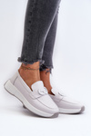Light Grey Women's Platform Leather Moccasins S.Barski LR490