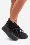 Women's Snow Boots On Platform Insulated With Fur Black Aziara
