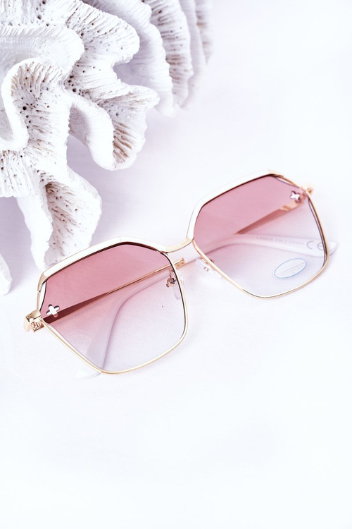 Geometric Sunglasses White With Beige Ombre