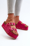 Women's Platform Sandals with Buckles Fuchsia Cremila