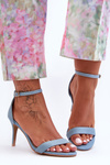 Classic Sandals On Heel Material Blue Tossa